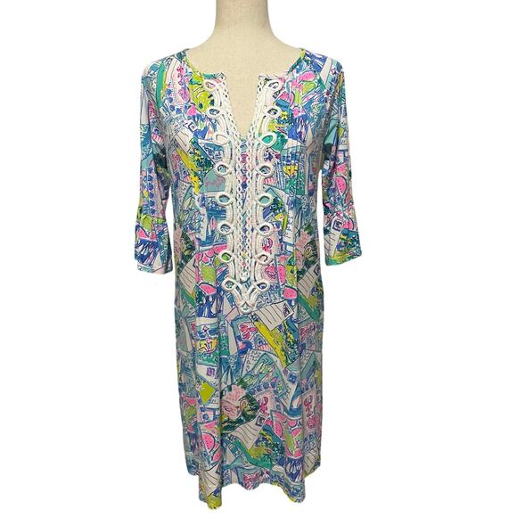 Lilly Pulitzer Women's Krysta Dress Shift Tunic Wish You Were Here sz S Multi - Picture 1 of 13